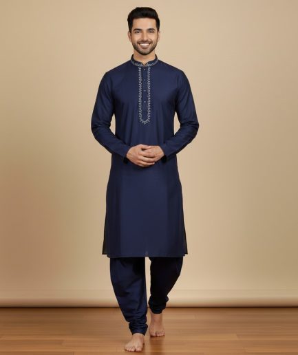 Royal Blue Cotton Kurta Pajama Traditional Wear Men