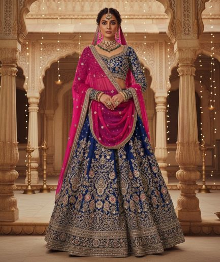 Women Red Gold Lehenga Choli Traditional Bridal Wear