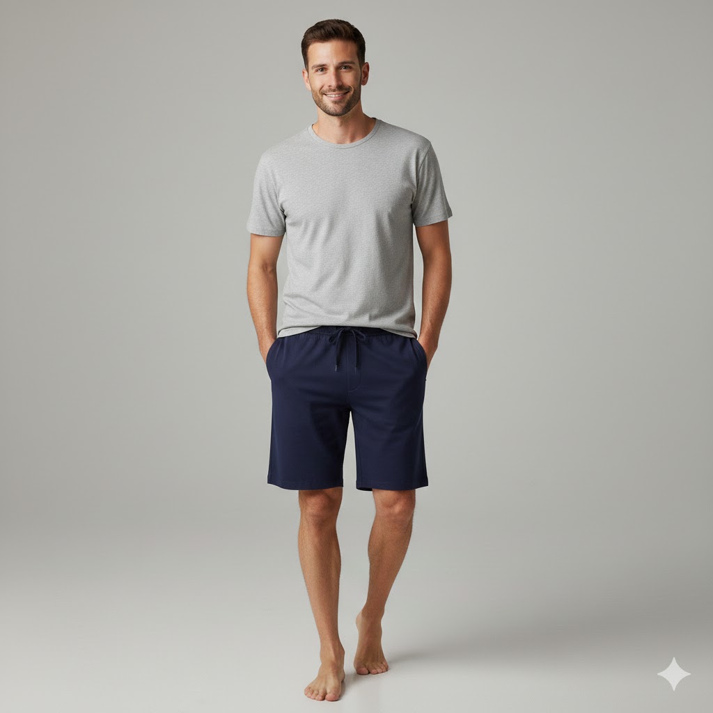 Men Cotton Shorts Lightweight Breathable Casual Lounge Wear