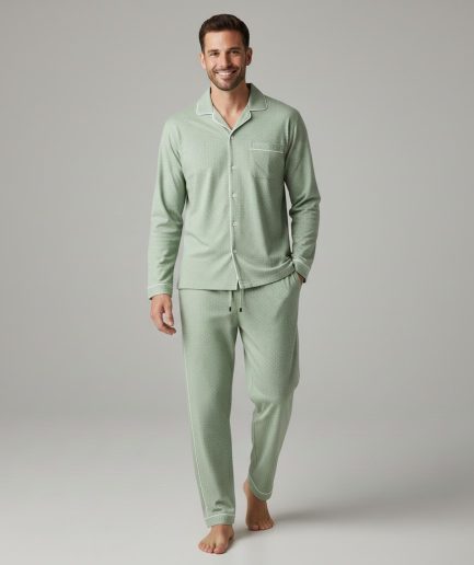 Men Pyjama Set Soft Cotton Relaxed Lounge Sleepwear