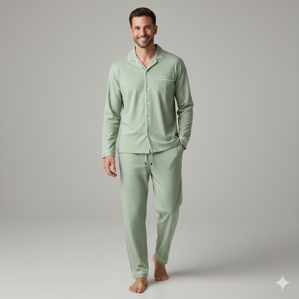 Men Pyjama Set Soft Cotton Relaxed Lounge Sleepwear