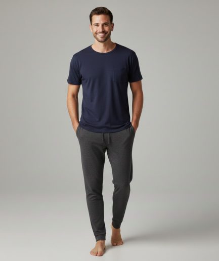 Men Lounge T Shirt Soft Casual Relaxed Home Wear