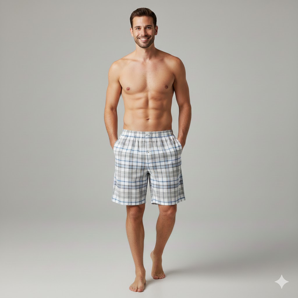 Men Boxer Shorts Relaxed Fit Breathable Cotton Nightwear