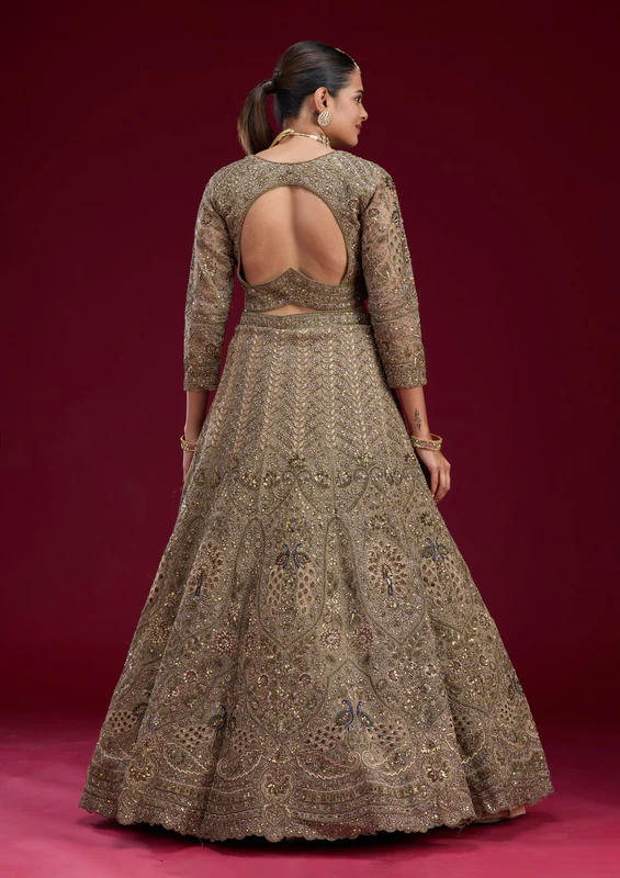 Mehendi Zariwork Net Semi Stitched Lehenga - Image 5