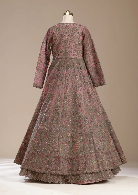 Onion Pink Cording Net Readymade Lehenga - Image 4