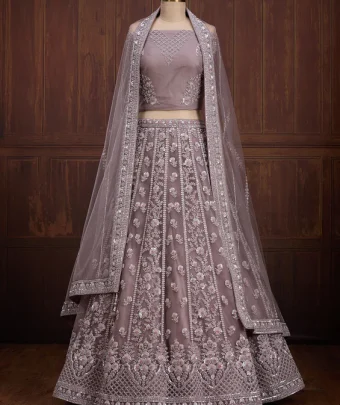 Lavender Cording Net Readymade Lehenga
