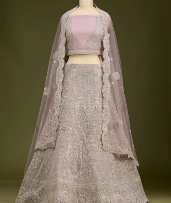Light Lavender Cording Net Readymade Lehenga