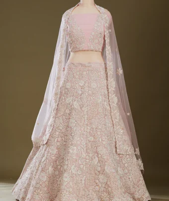 Pink Sequins Net Readymade Lehenga