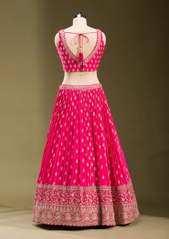 Rani Pink Zariwork Georgette Readymade Lehenga - Image 5