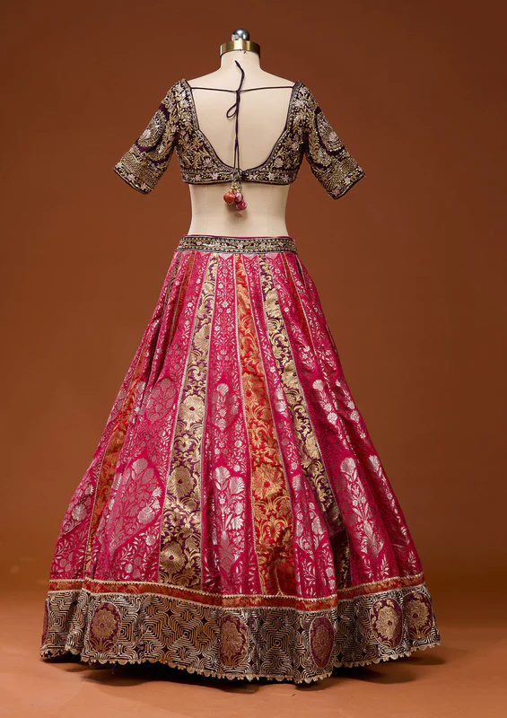 Pink Zardosi Brocade Readymade Lehenga - Image 5