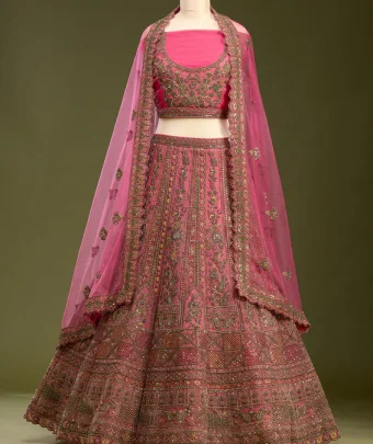 Rani Pink Cording Net Readymade Lehenga