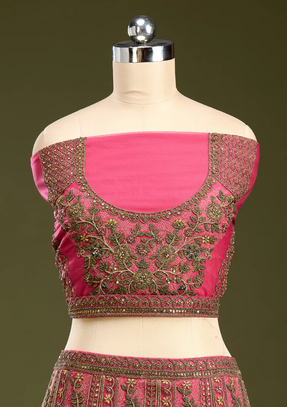 Rani Pink Cording Net Readymade Lehenga - Image 4