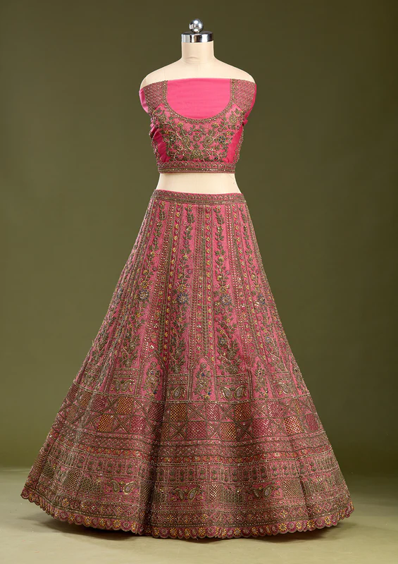 Rani Pink Cording Net Readymade Lehenga - Image 3