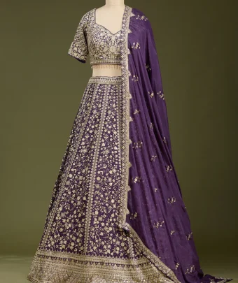 Purple Zariwork Georgette Readymade Lehenga