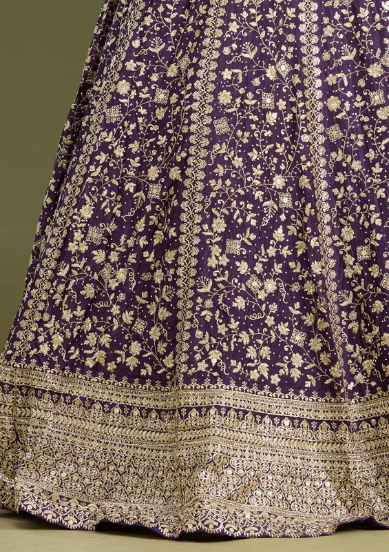 Purple Zariwork Georgette Readymade Lehenga - Image 2