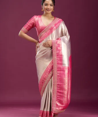 Light Lavender Cording Silk Saree