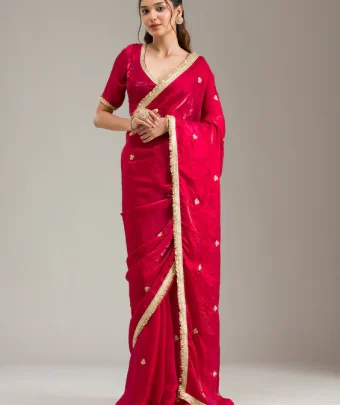 Maroon Zariwork Tissue Saree