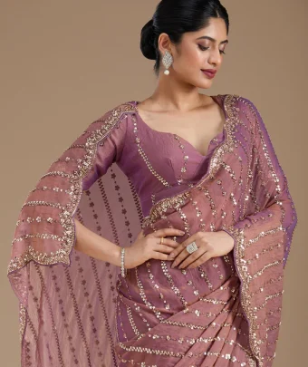 Lavender Cutdana Tissue Saree