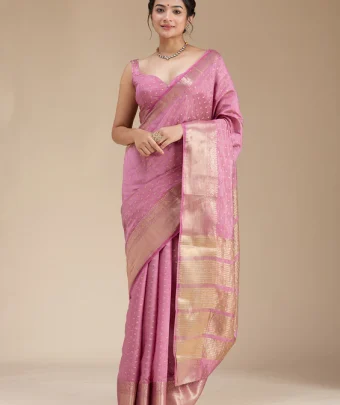 Lavender Zariwork Tussar Silk Saree