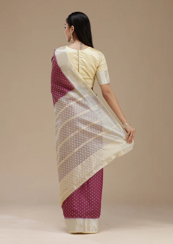 Wine Tussar Silk Saree - Image 5