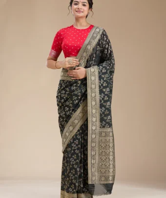 Black Zariwork Georgette Silk Saree