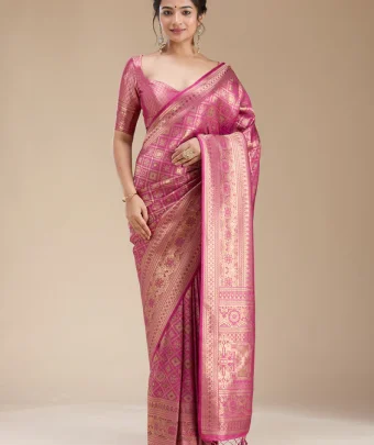 Rani Pink Banarasi Silk Saree