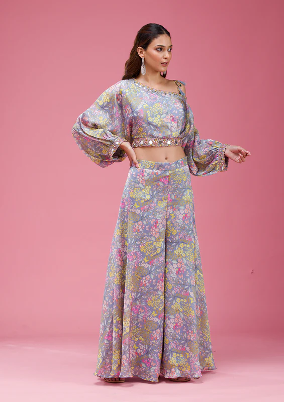 Grey Cutdana Crepe Readymade Salwar Suit - Image 2