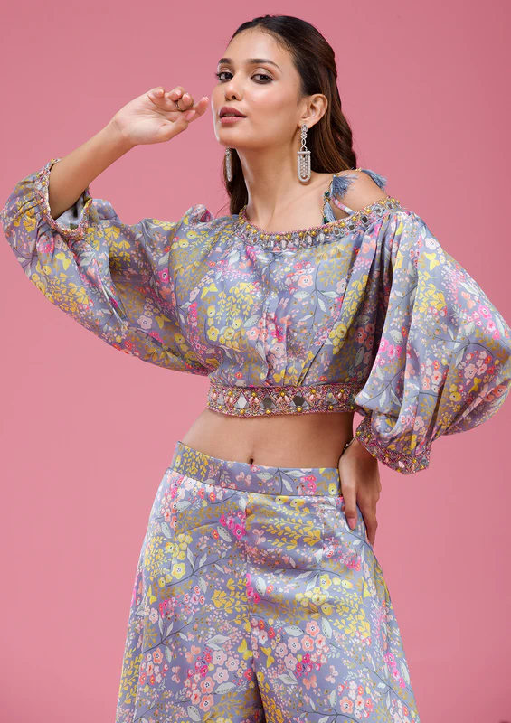 Grey Cutdana Crepe Readymade Salwar Suit - Image 3