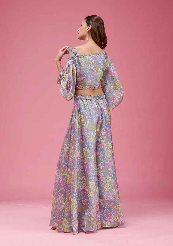 Grey Cutdana Crepe Readymade Salwar Suit - Image 4