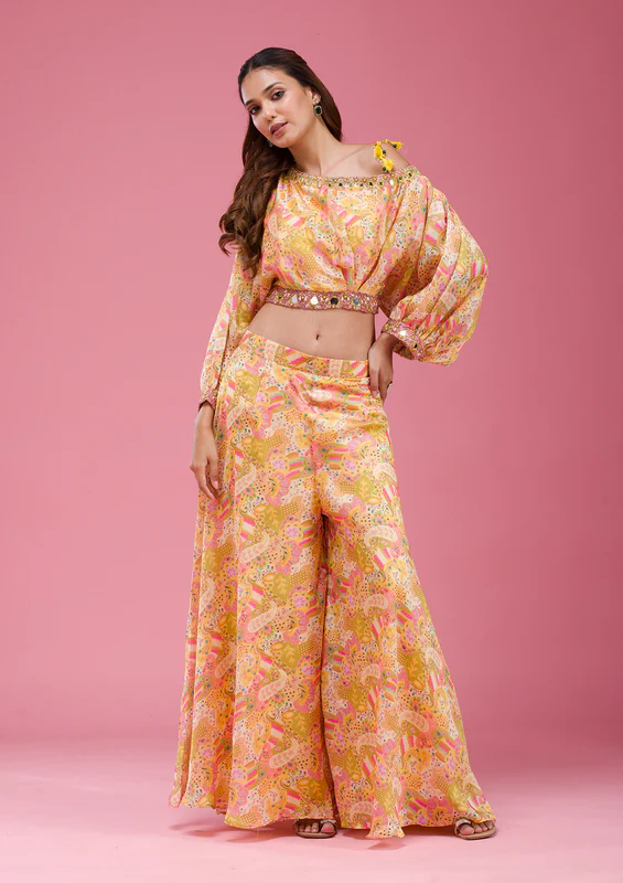 Yellow Cutdana Crepe Readymade Salwar Suit - Image 3