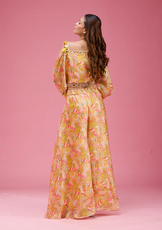 Yellow Cutdana Crepe Readymade Salwar Suit - Image 4
