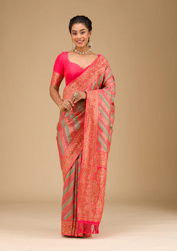 Mauve Cutdana Art Silk Saree