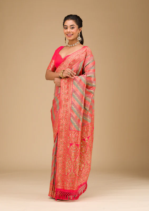 Mauve Cutdana Art Silk Saree - Image 3
