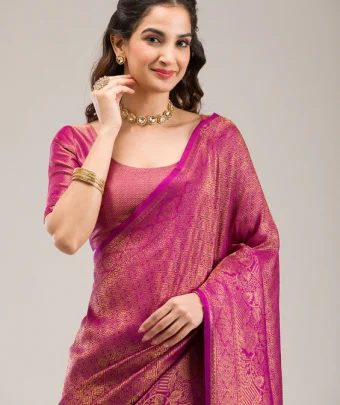 Purple Zariwork Soft Silk Saree