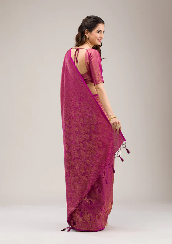 Purple Zariwork Soft Silk Saree - Image 3