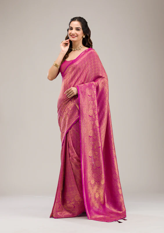 Purple Zariwork Soft Silk Saree - Image 2