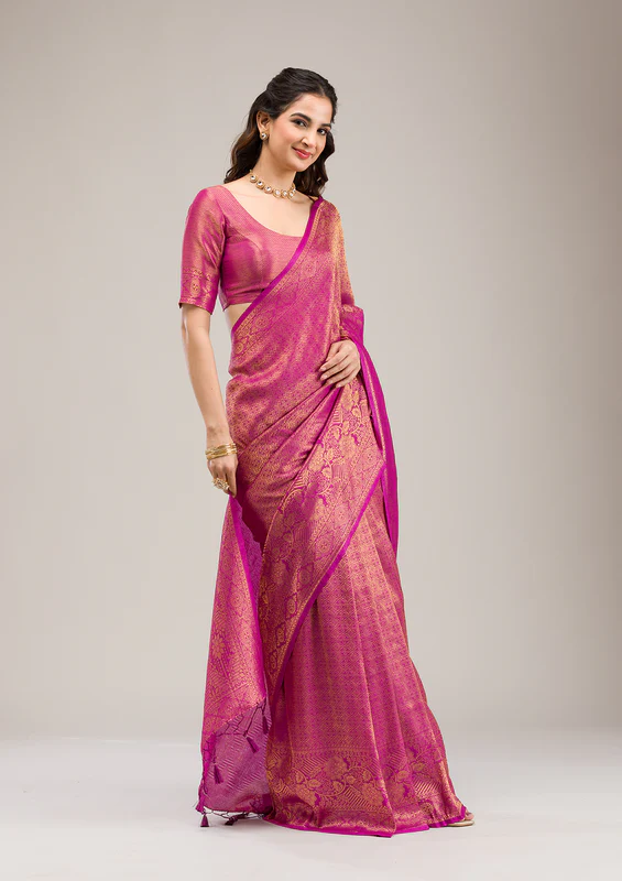 Purple Zariwork Soft Silk Saree - Image 4