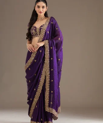 Purple Zariwork Tissue Saree
